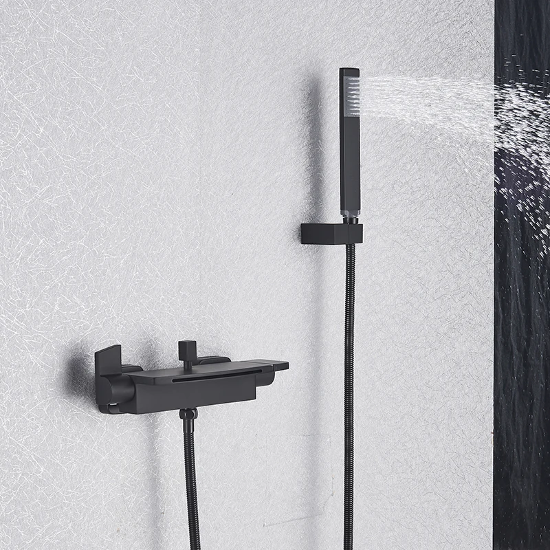 Suguword Chrome Ванная комната Душевой кран Смеситель с водопадным носиком для ванны на стене.