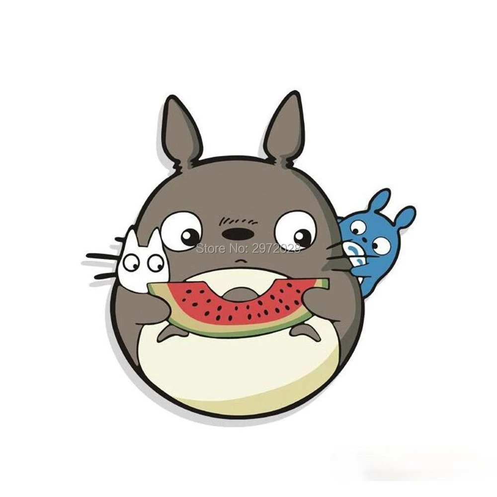 

Cartoon Cat Totoro Eating Watermelon Car-Stickers Car Motorcycle Accessories Waterproof Sunscreen Scratch-Proof Decal Kk13*13cm
