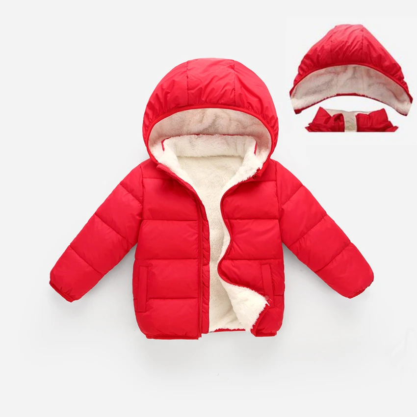 Detachable Red Baby Girls Jacket Autumn Winter Jacket For Girls Coat Kids Warm Hooded Outerwear Coat For Boys Coat Children Clothes YJ108 - Цвет: Detachable Red
