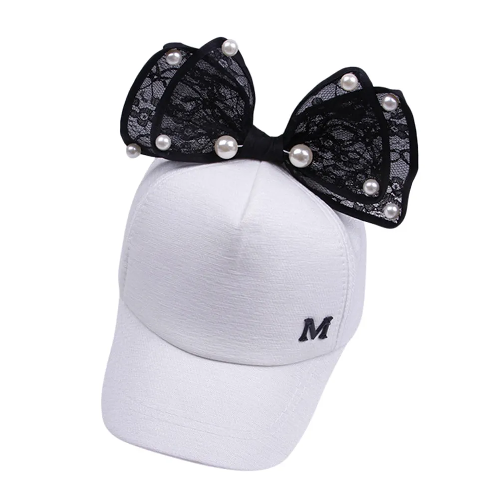 

2021 New Children Pearl Bowknot Bongrace Hat Peak Streak M Baseball Cap Sunhat Suncreen caps Sunscreen Hat Children Hats#5