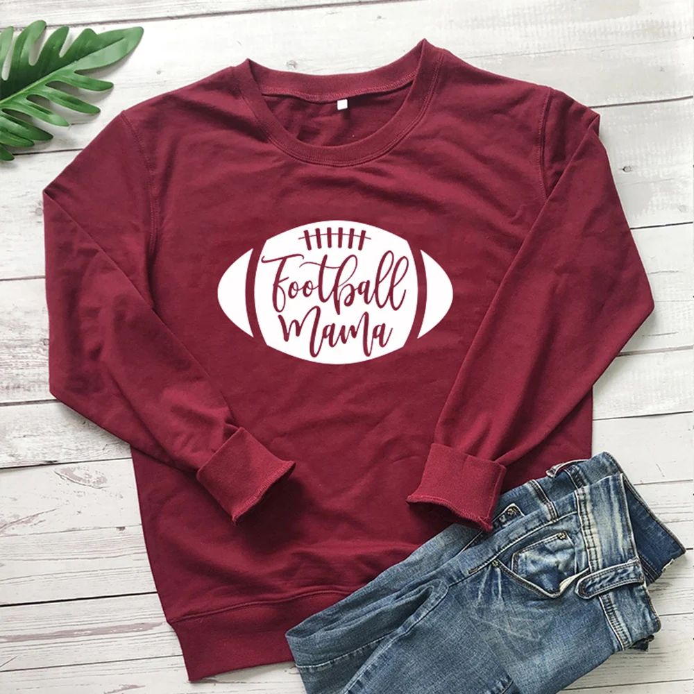 

Football mama Letter sweatshirt Women's Clothes Fashion Funny hoddie Mom Wife Feminist Slogan sweatshirts mother's day gift Tops