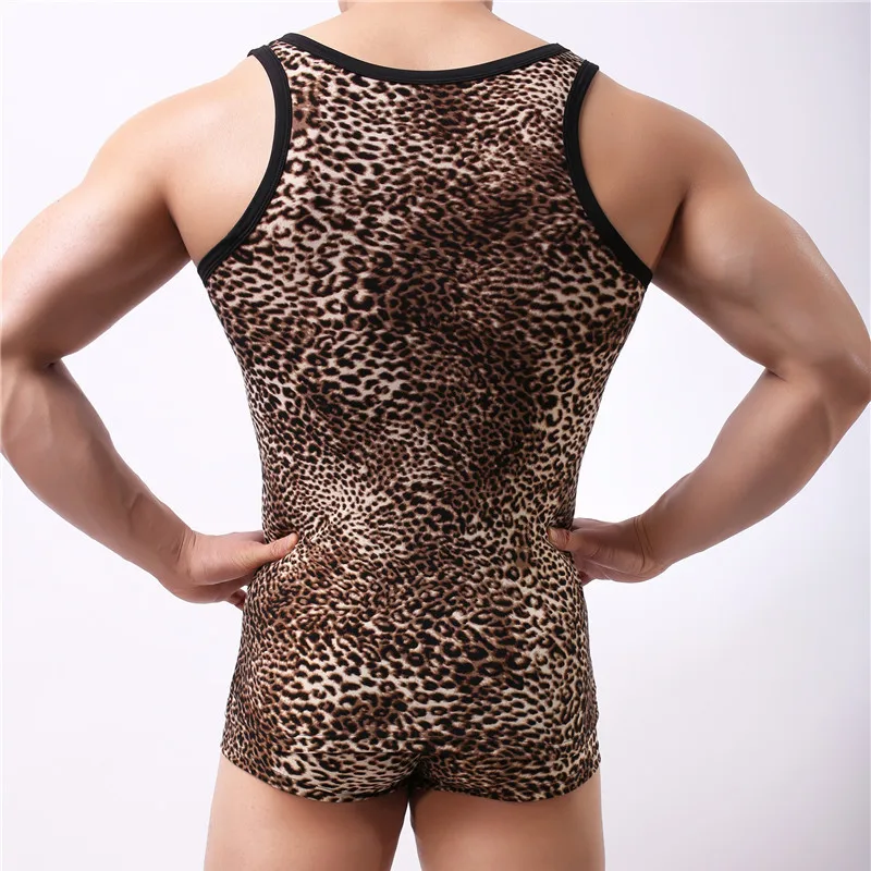 Men's Undershirt Top and Pants Set Slim Fit Men Tops Clothing Bodybuilding Fitness Shirts Tops Breathable Leopard Undershirt
