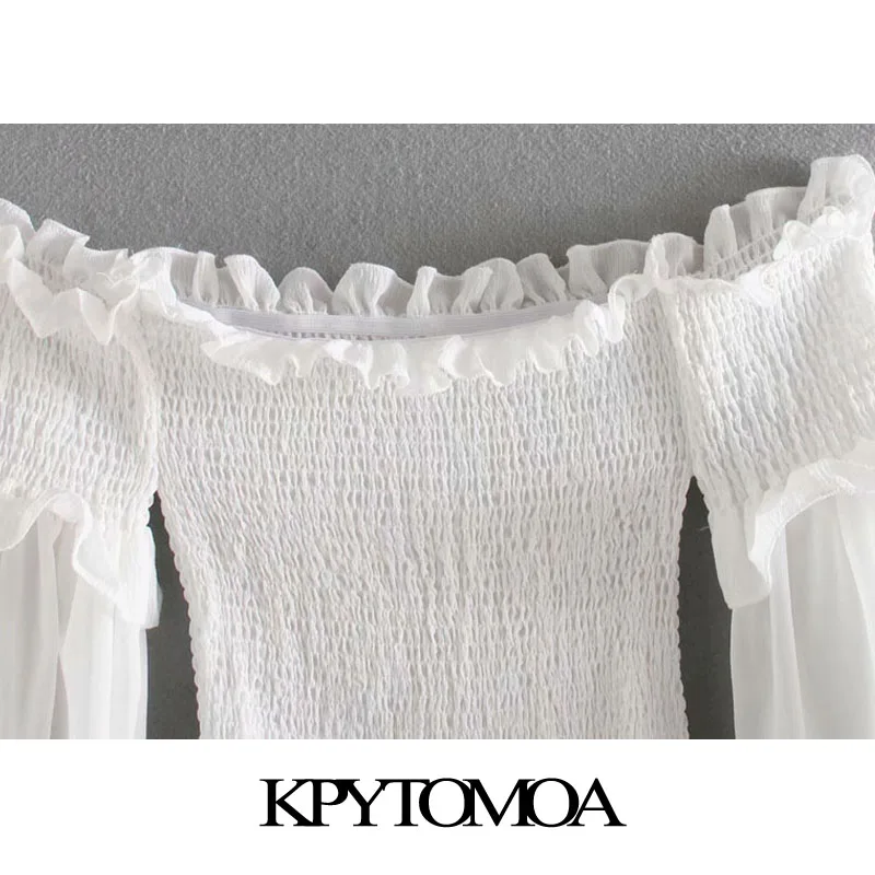 Женская укороченная блузка KPYTOMOA винтажная с длинными рукавами и воротником