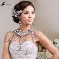 big necklaces bridal shoulder strap luxury wedding jewelry long crystal necklace chains jewellery chain accessories for women