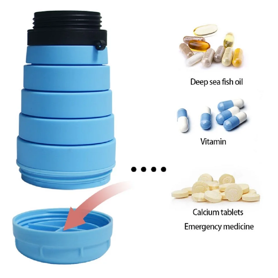 750 мл Складная Силиконовая бутылка для воды складная с ежедневной коробкой