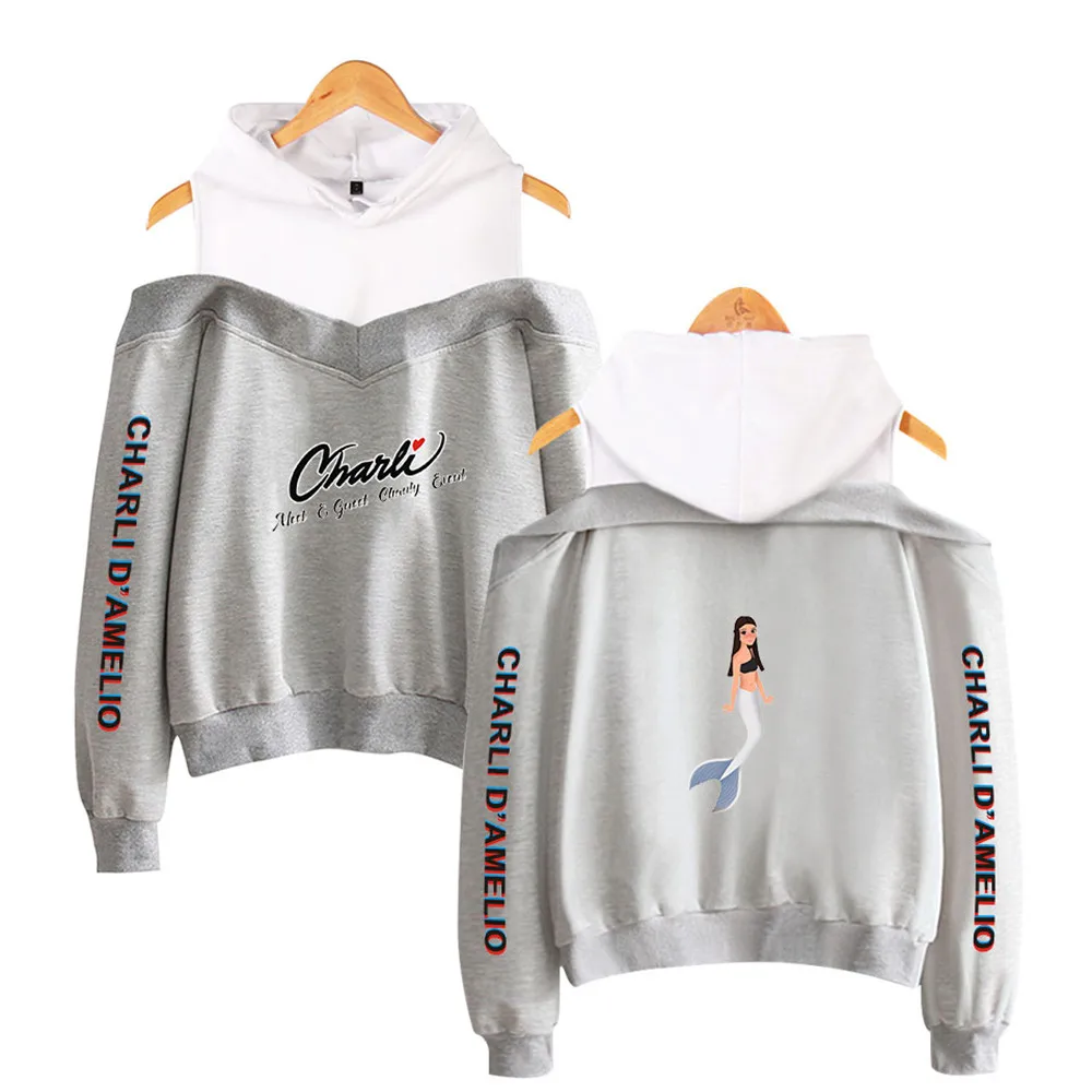

New Charli Damelio Merch Hoodie Sweatshirt Off-shoulder Women Teens Girls Charlie Damelio Merch Juice Print Fashion Pullovers