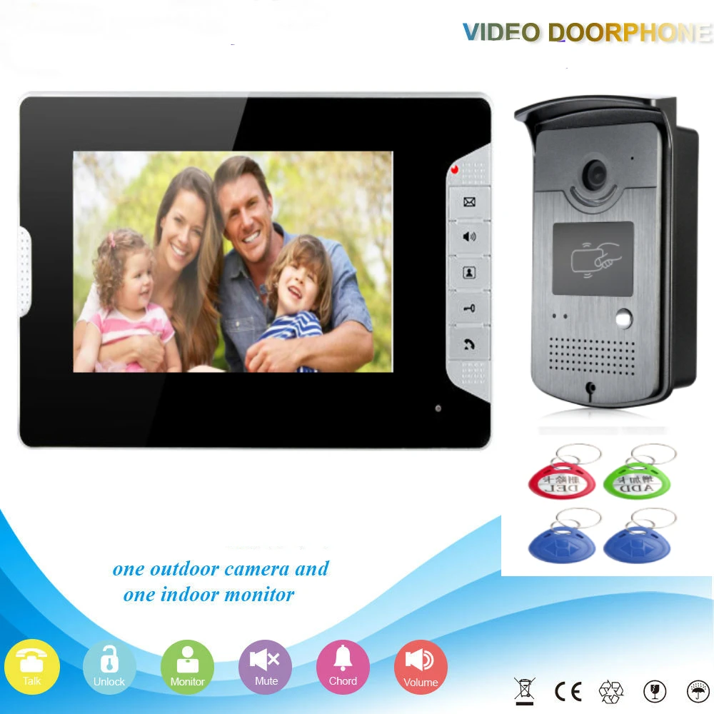 Визуальный домофон 7 ''TFT LCD проводной видеодомофон для помещений монитор 700TVL