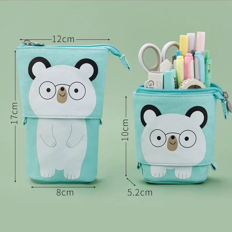 

Pencil Cases Korean Version Lovely And Simple Multi-Functional Pen Holder Pen Bag Can Be Pulled Down Canvas Cute Box Stationery