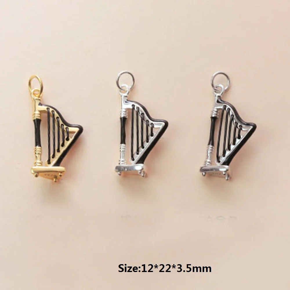 Серебристый цвет эмаль барабан ожерелье с скрипкой музыкальный инструмент