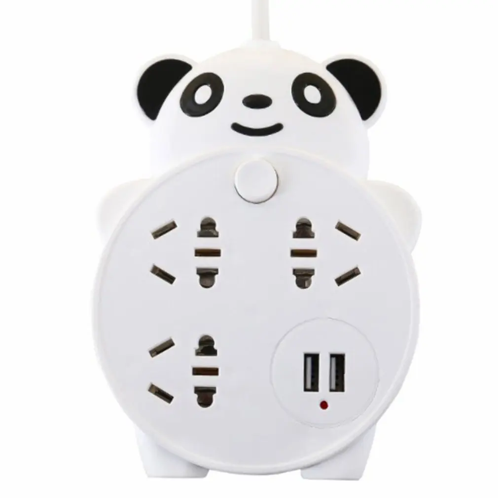 

Usb-розетка с мультяшным медведем, многоразрядный преобразователь питания с переключателем и проводом для дома и офиса