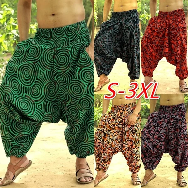 Men Hip Wide Leg Trousers Baggy Cotton Linen Pants Casual Long Pantalones 2020 New Loose joggers streetwear | Мужская одежда