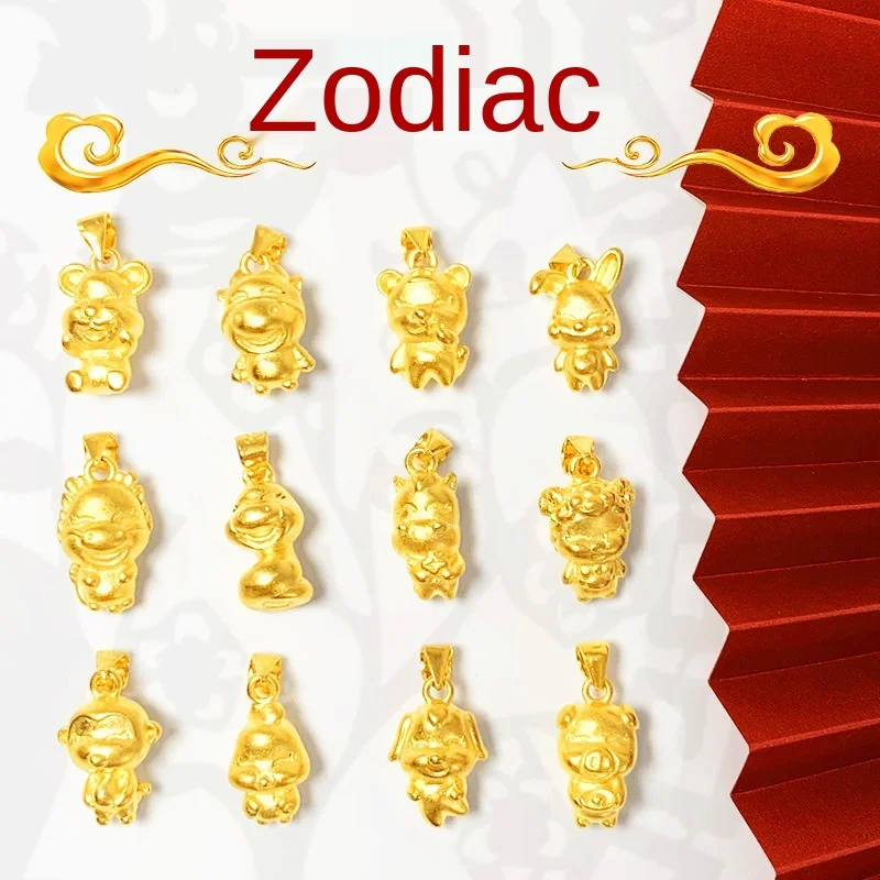 

Charms Gold Necklace Pendant Zodiac Zodiac Year Pendant 24K True Imitation Gold Necklace Jewelry Accessories Birthday Present