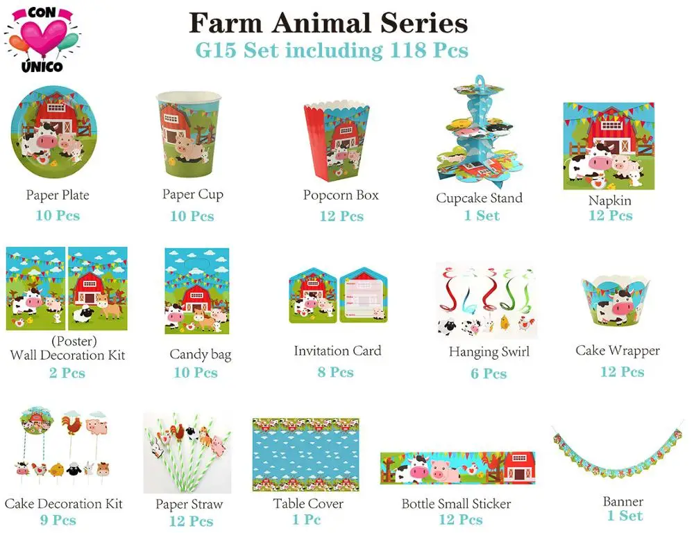 Conunico принадлежности для вечерние с животными столовая посуда семейный набор дня