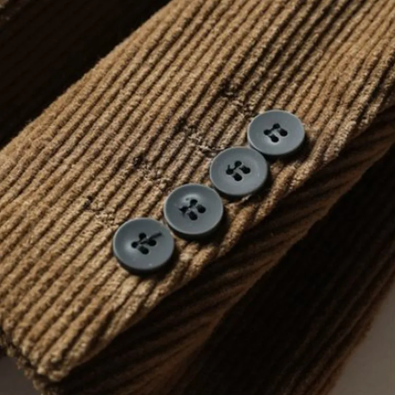 Nwe Вельветовая Мужская куртка одноцветная с двумя кнопками Мужской Блейзер для