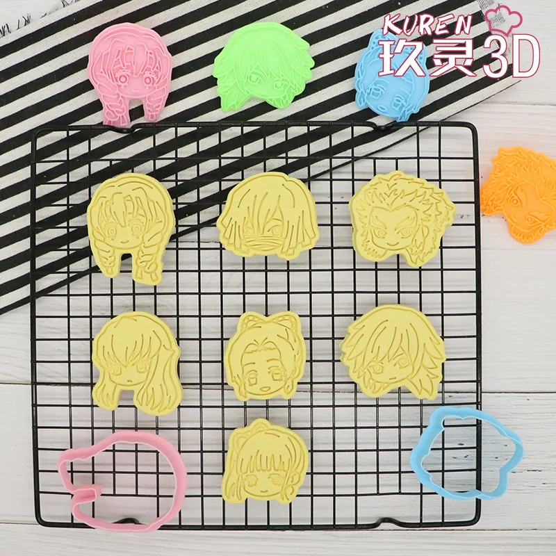

Demon Slayer Cookies Cutter Tools 3D Pressing Baking Accessories Bakery Tools Kitchen Supplies Halloween Christmas Party