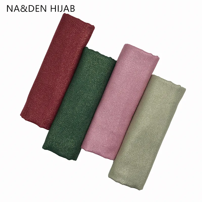 

Лидер продаж, однотонный шарф с бахромой с золотой нитью, Женский Блестящий простой шарф, шаль, уютный вискозный мусульманский хиджаб, зимни...