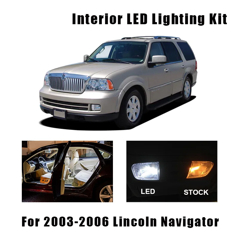 14 Bulbs Canbus White Car LED Interior Map Dome Reading Roof Light for Lincoln Navigator 2003-2006 License Plate Lamp
