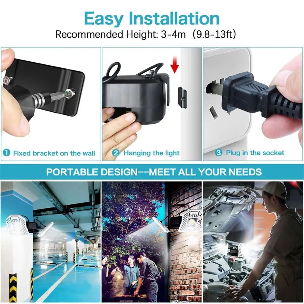 

NEW Motion Activated Light 40W LED SMD 2835 Wall lamp Adjustable Deformable LED sconce wall Lights Garage workshop US EU Plug