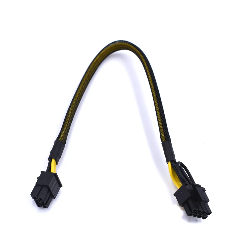10 шт./лот 30 см PCI E 6pin к 8(6 + 2) контактный удлинитель UL 1007 18AWG кабель питания с черной