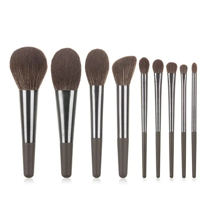 

9 Pcs/set Nylon Fiber Makeup Brush Tools Eye Shadow Powder Highlight Brush Blusher Brush Contouring Brush Makeup Tools Soft