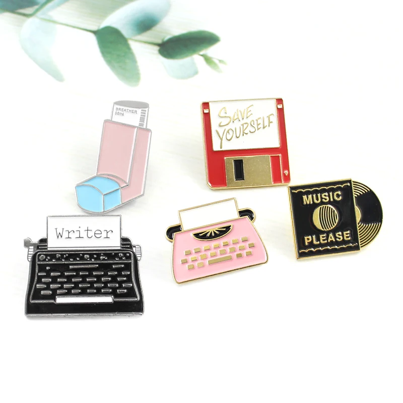 Персональные Офисные инструменты брошь блестящая USB память сетевой диск музыка запись факс машина Принтер эмаль штифт пальто крышка значок подарки