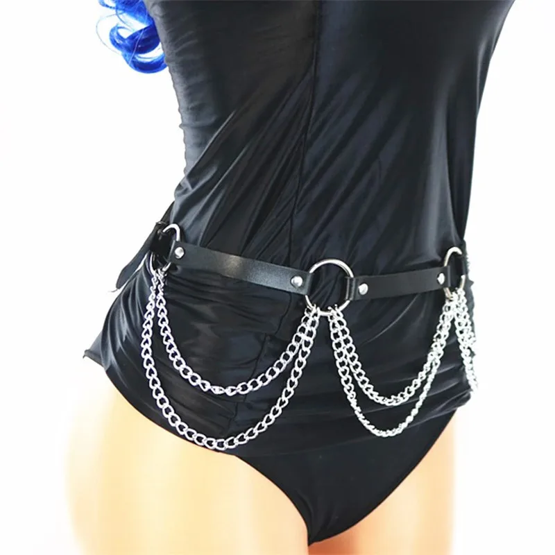 Goth Leather Body Harness Chain Bra Top Chest Waist Belt Witch Gothic Punk Fashion Metal Girl Festival Jewelry Accessories New