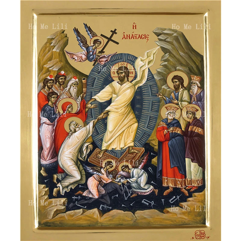 

Biblical Scenes Savior Goes To Hell Religious Painting St. Basil The Great Good Shepherd Ikon Canvas Wall Art By Ho Me Lili