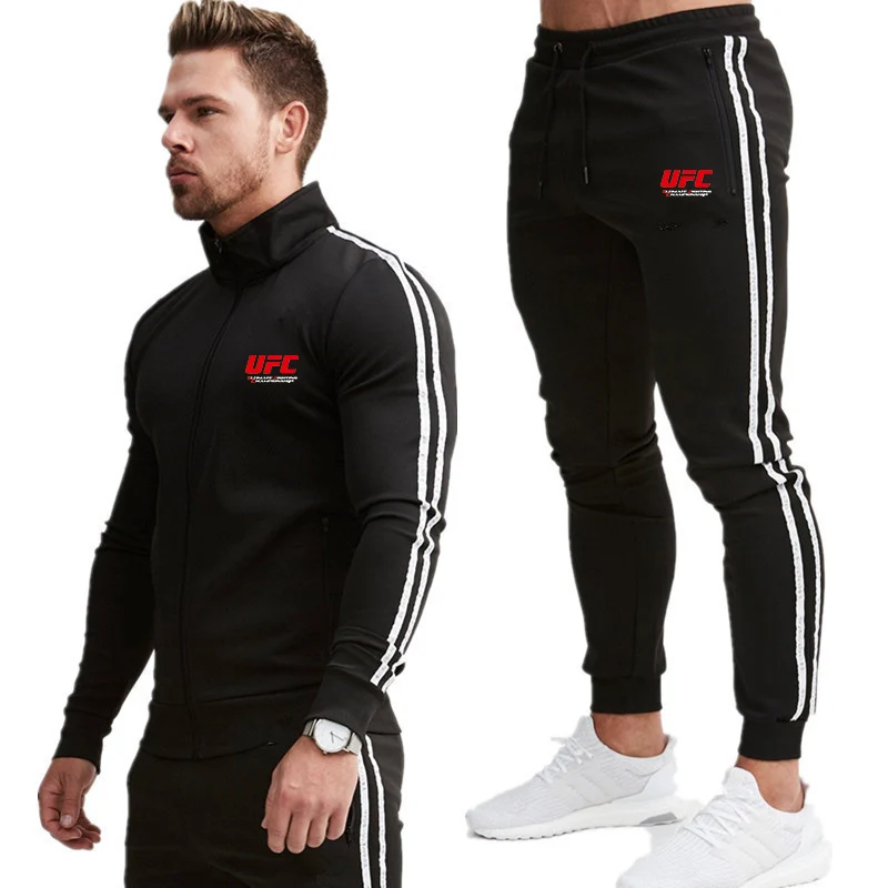 

2020 Men's fashion brand long sleeve hoodies stripe pants set male tracksuit sports suit gym set for men Casual sports suit