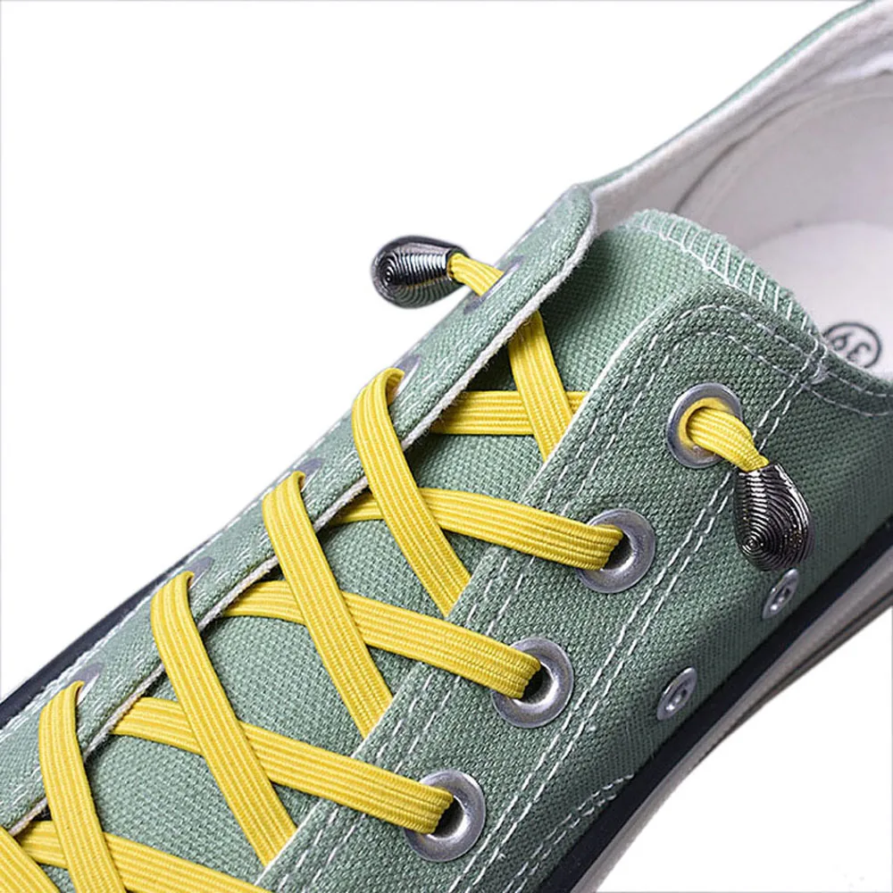 

1 Pair New Design No Tie Shoelaces Metal Water Droplets Style Lazy Elastic Shoe Laces Flat for Adult Kids Sneaker 21 Colors