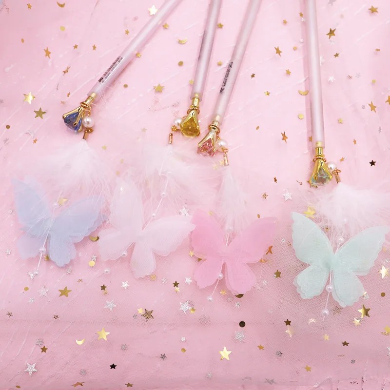 

New Metal DiamonFeather Automatic Pencil Creative Butterfly Pendant Mechanical Pencil 07 05 Student Writing Supply Random color