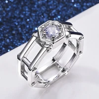 womens wedding ring geometric shape hollow with round cubic zirconia fashion versatile womens jewelry size us6 10