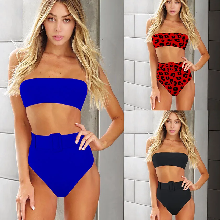 Винтажный купальник с высокой талией бикини танкини сексуальный бандо Бикини maio