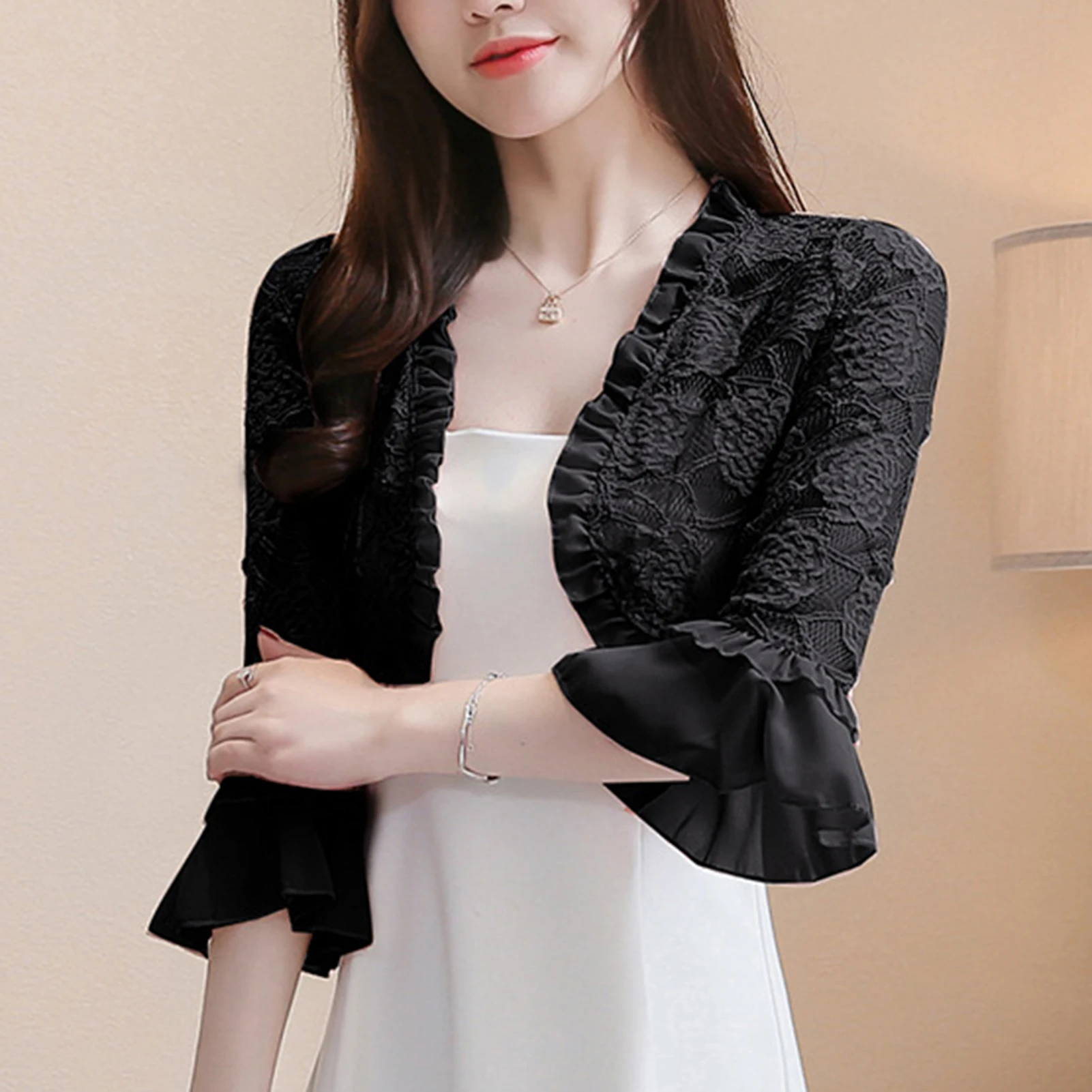 

Women's Round Collar Shawl with Plain Floral Lace as Gifts for Girls TT@88