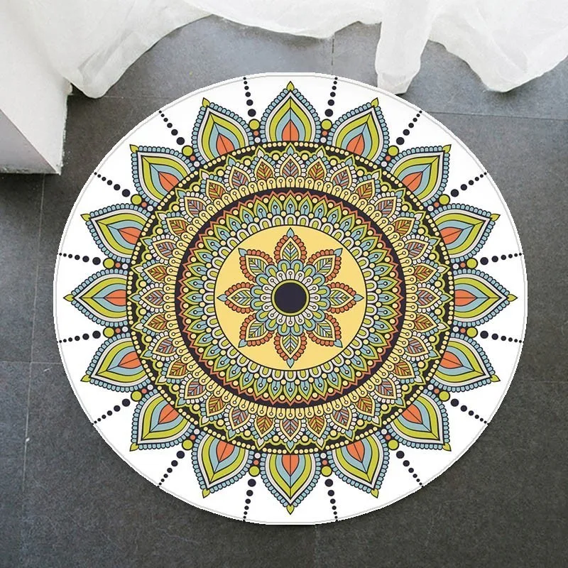 

Bohemian Mandala Psychedelic Art Prints Round Rugs Floor Mats Bedroom Living Room Home Decoration