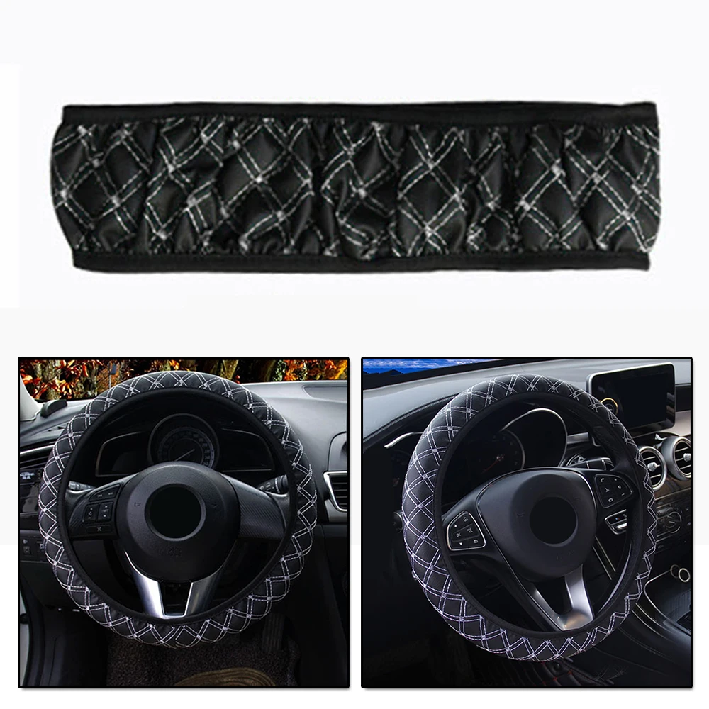 

Trim Steering Wheel Cover 1pcs 38cm All Seasons Black and white Decoration