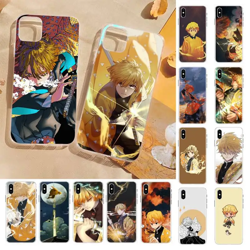 

YNDFCNB Demon Slayer Agatsuma Zenitsu Phone Case for iPhone 11 12 13 mini pro XS MAX 8 7 6 6S Plus X 5S SE 2020 XR cover