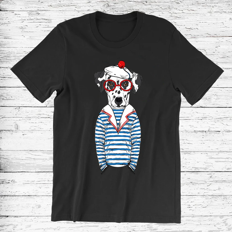 

Fashion simple T-shirt cartoon hand-painted Dalmatian dog leisure large size cotton short sleeve T-shirt for men and women Insta