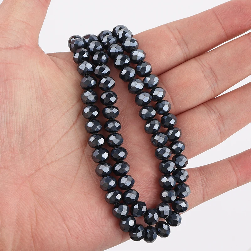 

130pcs/lot Glass Face Black Gall Crystal Flat Beads Irregular Loose Spacing Beads For Jewelry Making Necklace Bracelet DIY