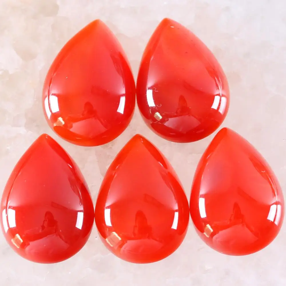 

5Pcs 25MM CAB Cabochon Natural Stone Red Carnelian Water Drop Bead For Jewelry Making Women Men Ring Gem Cabochon No Hole Bead