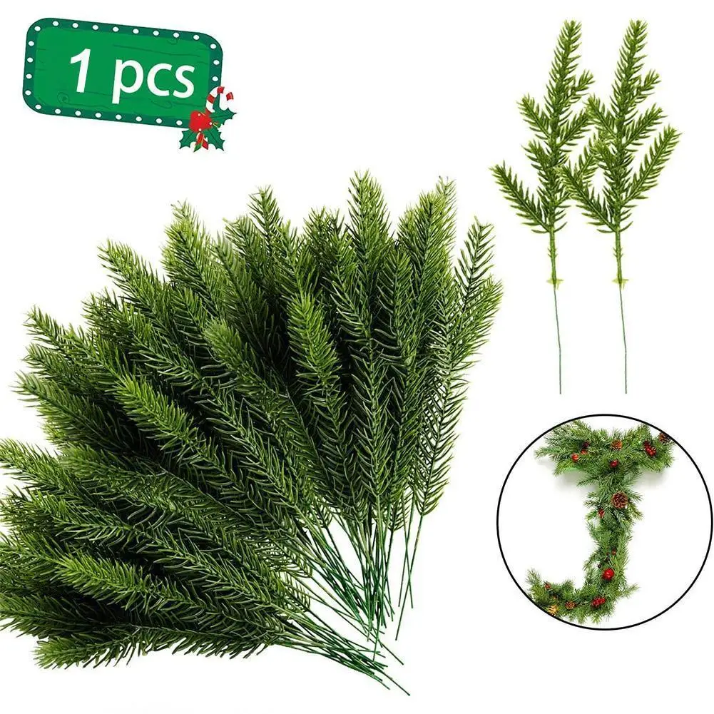 

10Pcs Artificial Flower Green Pine Needle For Wedding Christmas Decoration DIY Craft Gift Xmas Tree Decor Fake Plant Scrapbook