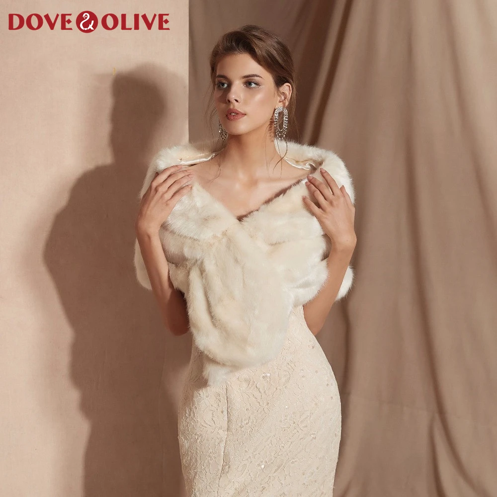 

Шаль из белого меха цвета слоновой кости, свадебная накидка, вечернее платье Cheongsam, верхняя одежда для свадьбы, накидка для невесты, осенне-з...