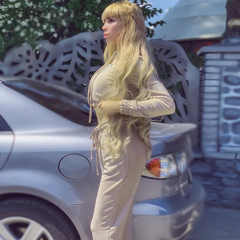 Fuedage осень 2019 повседневный Женский комплект из двух предметов однотонный