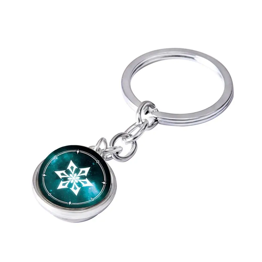 

China Genshin Impact Mondstadt Vision Keychain Eye of God 7 Element Fire Water Wind Thunder Grass Ice Rock Pendant Keyring