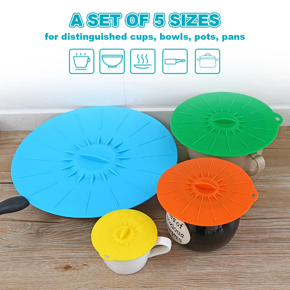 5 шт./компл. силиконовые крышки для пищевых продуктов гибкие чашек стеклянная
