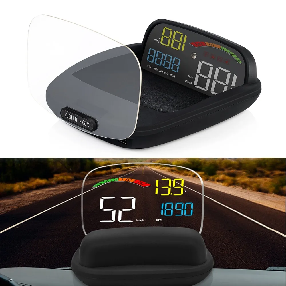 Автомобильная система предупреждения C800 HUD OBDII 2 + GPS двойной режим проектор