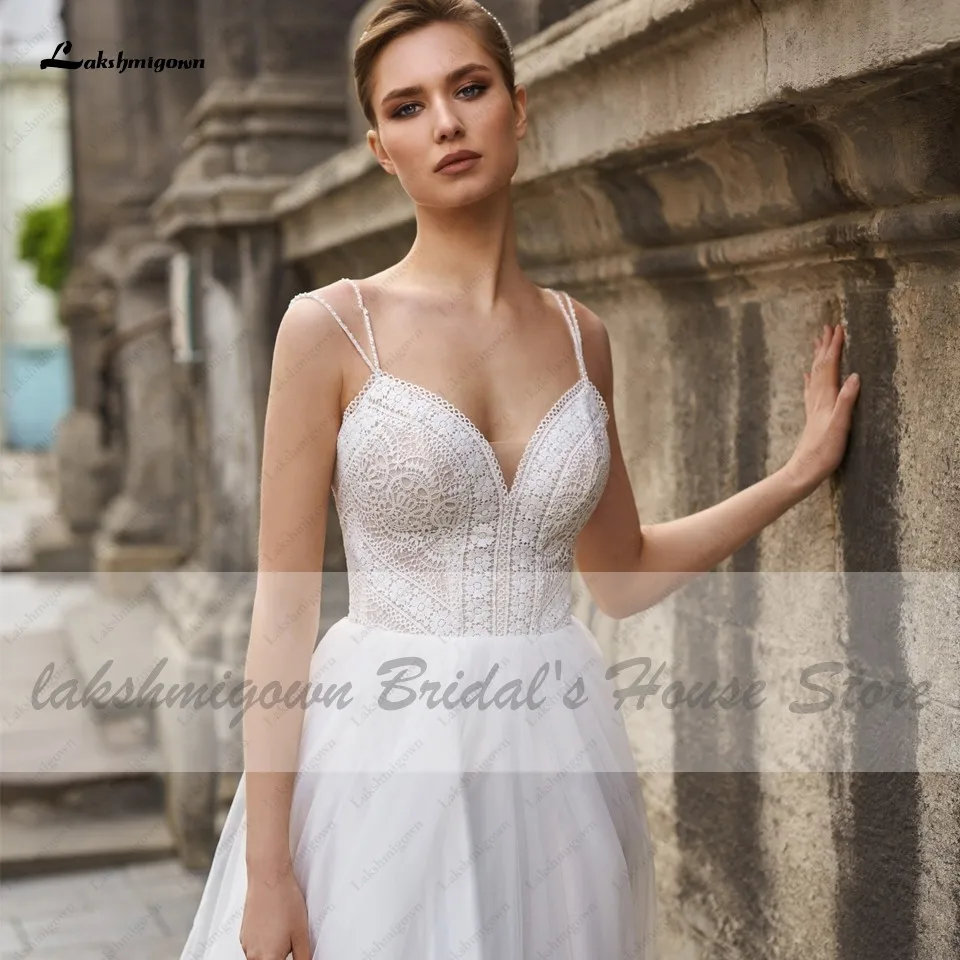 

Lakshmigown Sexy Women Wedding Dress Summer Beach 2021 Sposa Boho Bridal Vestiti Donna A Line Wedding Dresses Spaghetti Straps