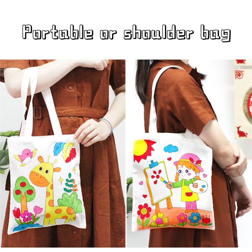 56 см детская сумка для рукоделия с граффити ручная роспись Холщовая Сумка