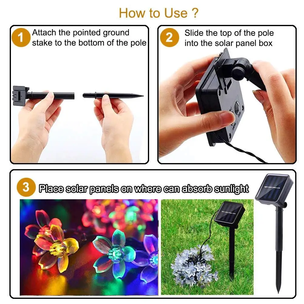 

Solar Garlands Light 7m 50 LEDs Peach Flower Solar Lamp Power LED String Fairy Lights 6V Garden Christmas Decor For Outdoor