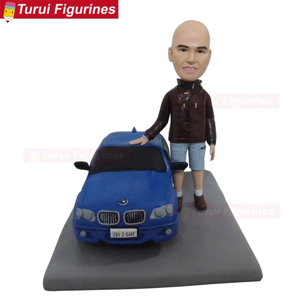 Ooak пользовательские фигурки торт Топпер день рождения с автомобилем