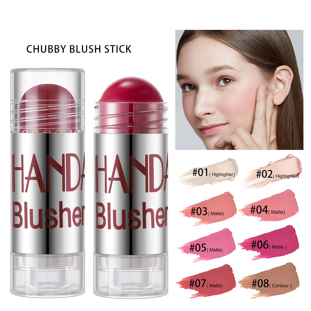 

8.5g Blush Stick Cheek Shimmer Contour Cream Blusher Color Cosmetics Brighten Pink Rouge Matte Highlighter Bronzer Face Makeup